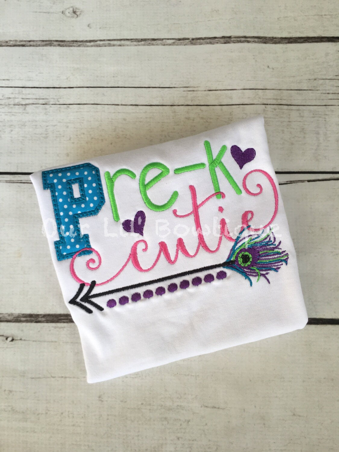 Pre-K Cutie - School Shirt - Preschool Shirt - VPK Shirt - School Supplies - Kindergarten Shirt - Girl Back to School - School Cutie-Peacock