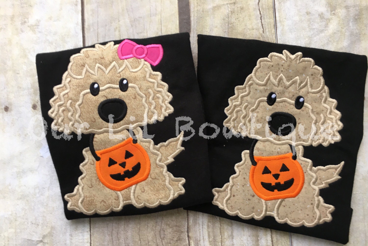 Pumpkin Applique Dog Halloween Shirt - Personalized