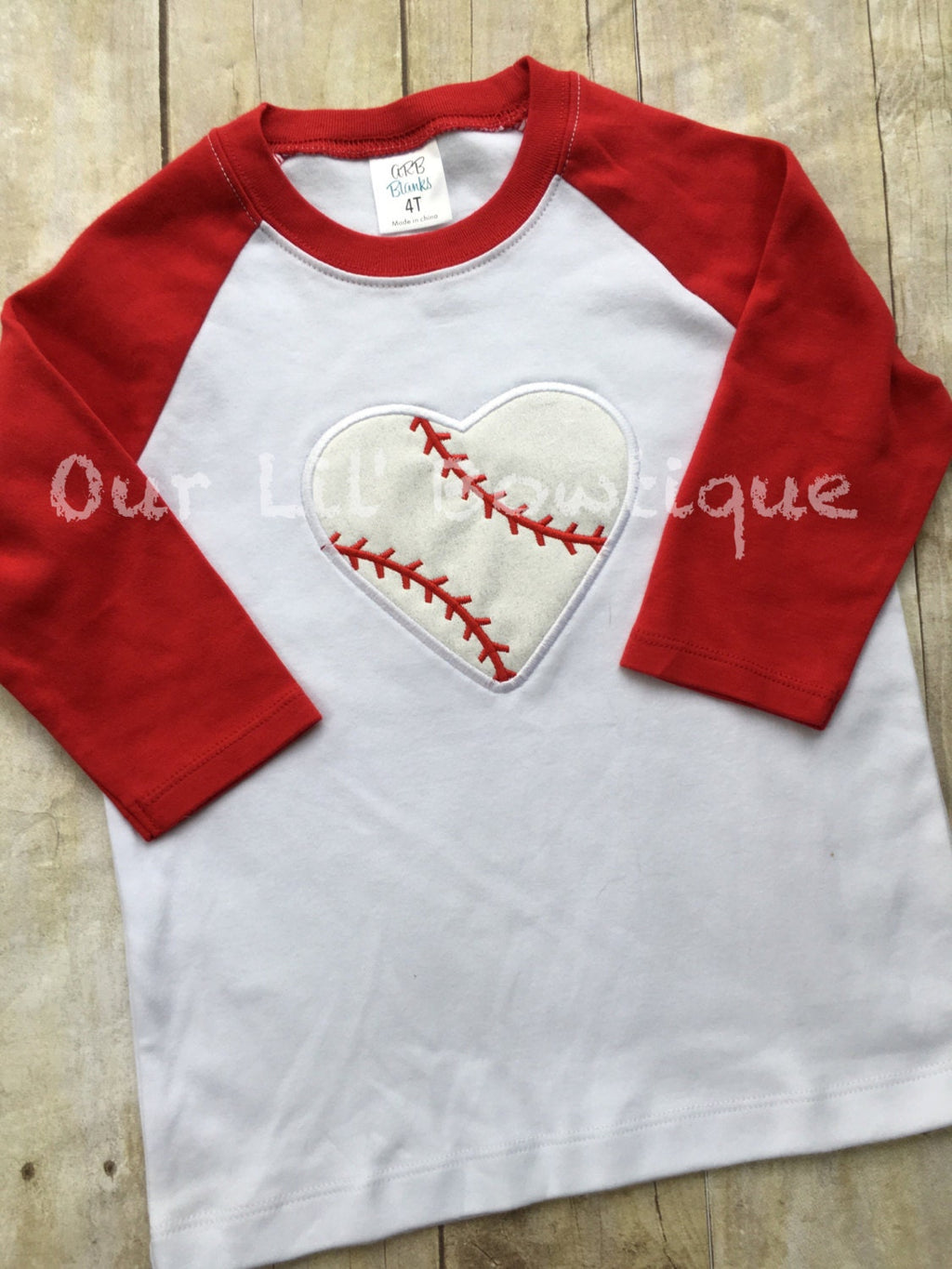 Personalized Baseball Heart Raglan Shirt - Toddler & Baby