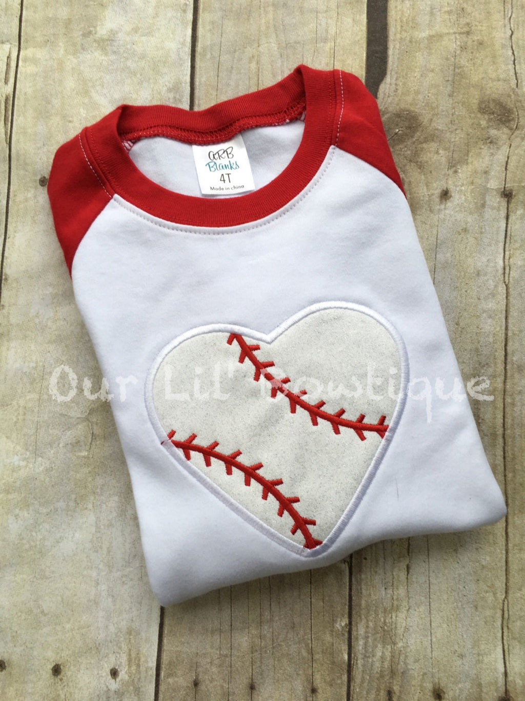 Personalized Baseball Heart Raglan Shirt - Toddler & Baby