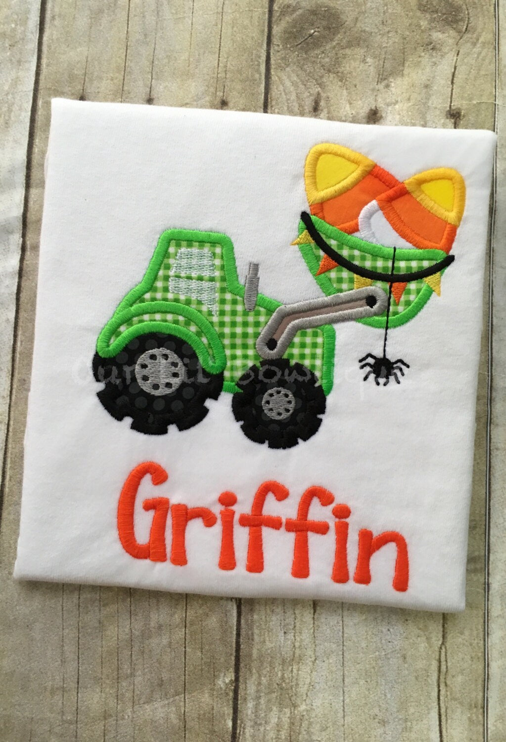 Personalized Halloween Digger Shirt: Candy Corn Construction Tee