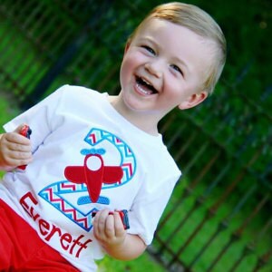 Personalized Airplane Birthday Shirt: Embroidered Cotton Tee
