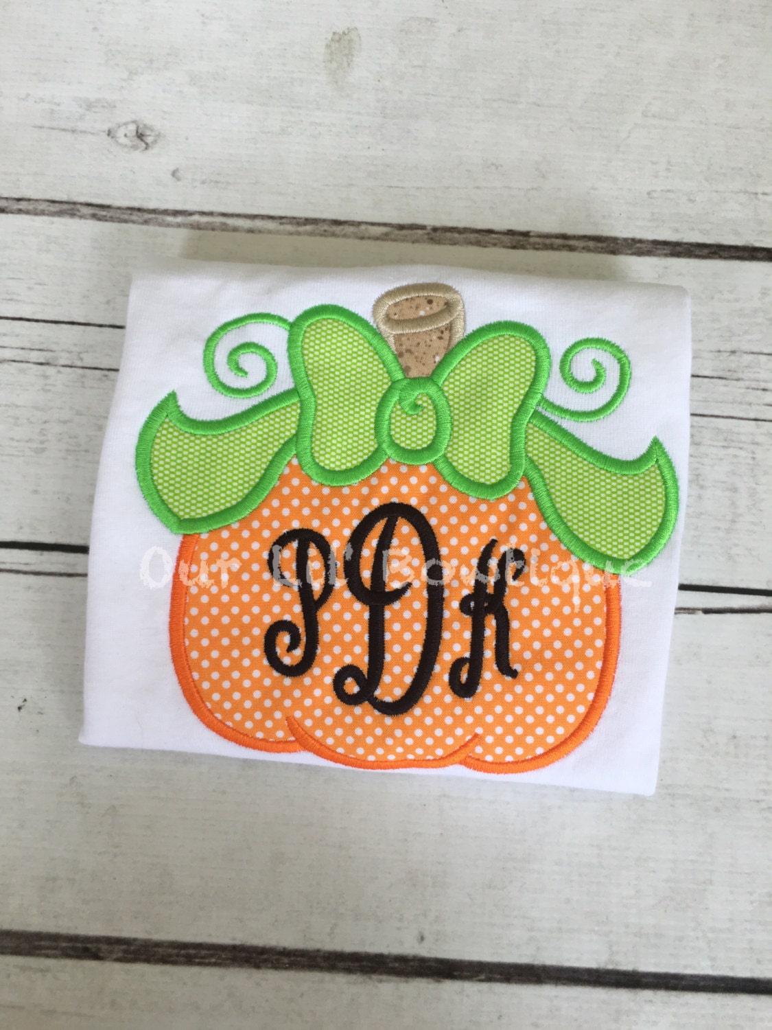 Girls Pumpkin Appliqué Shirt: Halloween Birthday Monogram