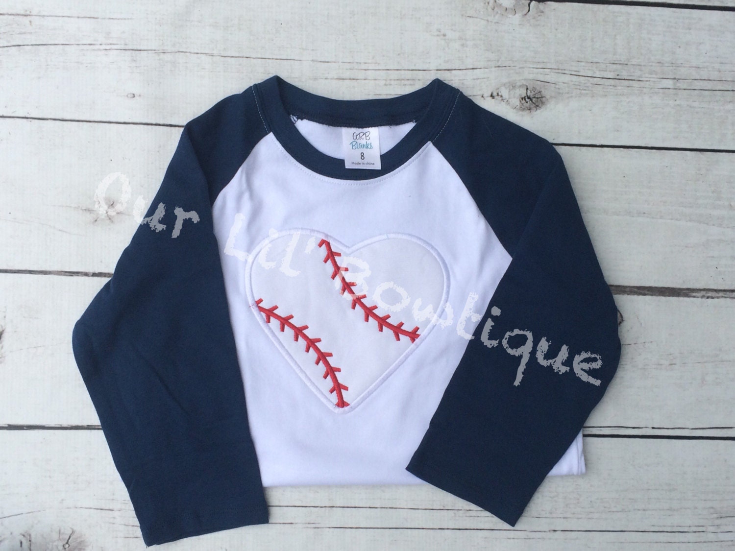 Personalized Baseball Heart Raglan Shirt - Toddler & Baby