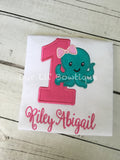 Octopus 1st Birthday Shirt: Personalized Pink & Aqua Outfit
