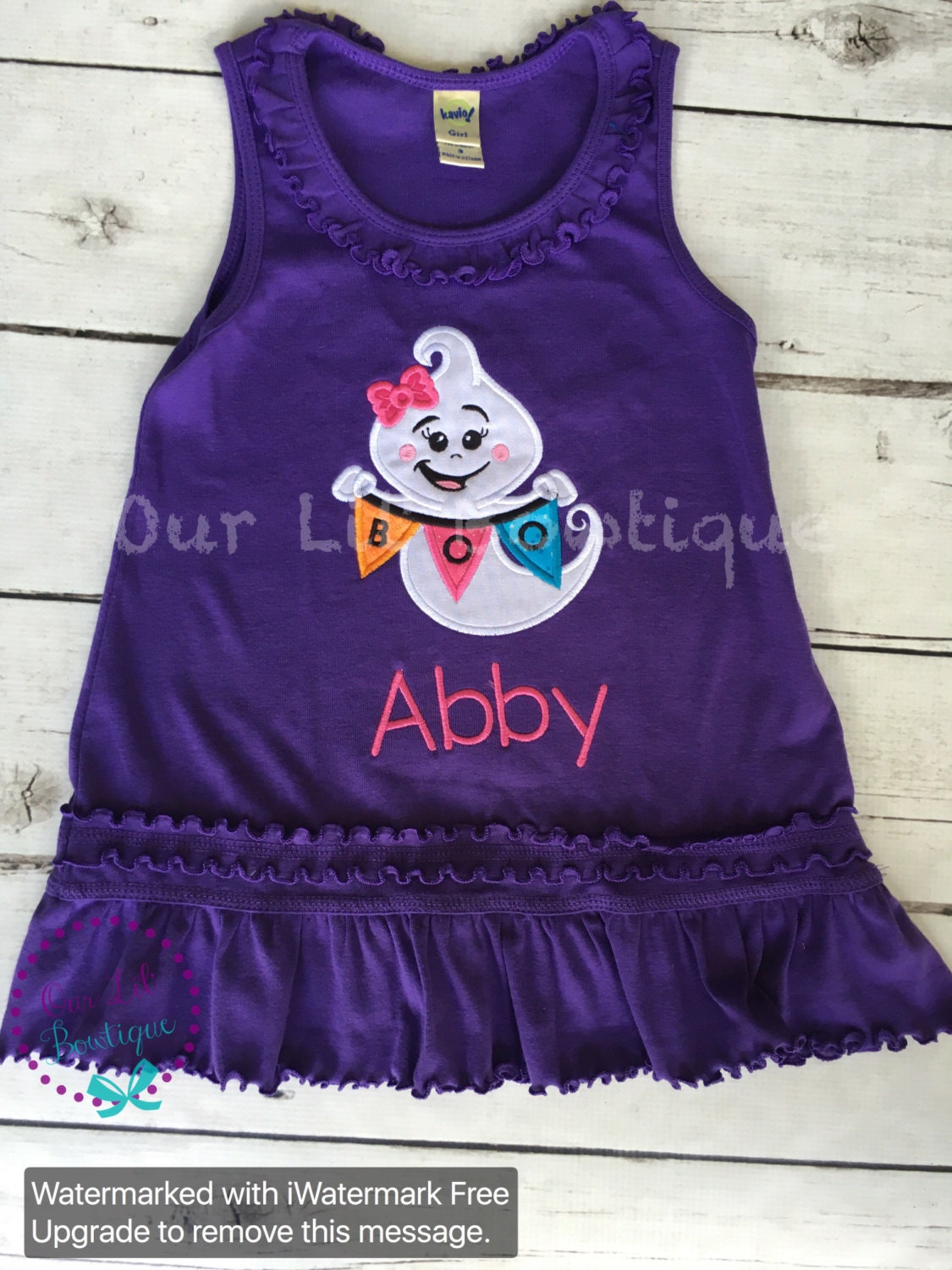 Girls Ghost Applique Halloween Shirt - Personalized