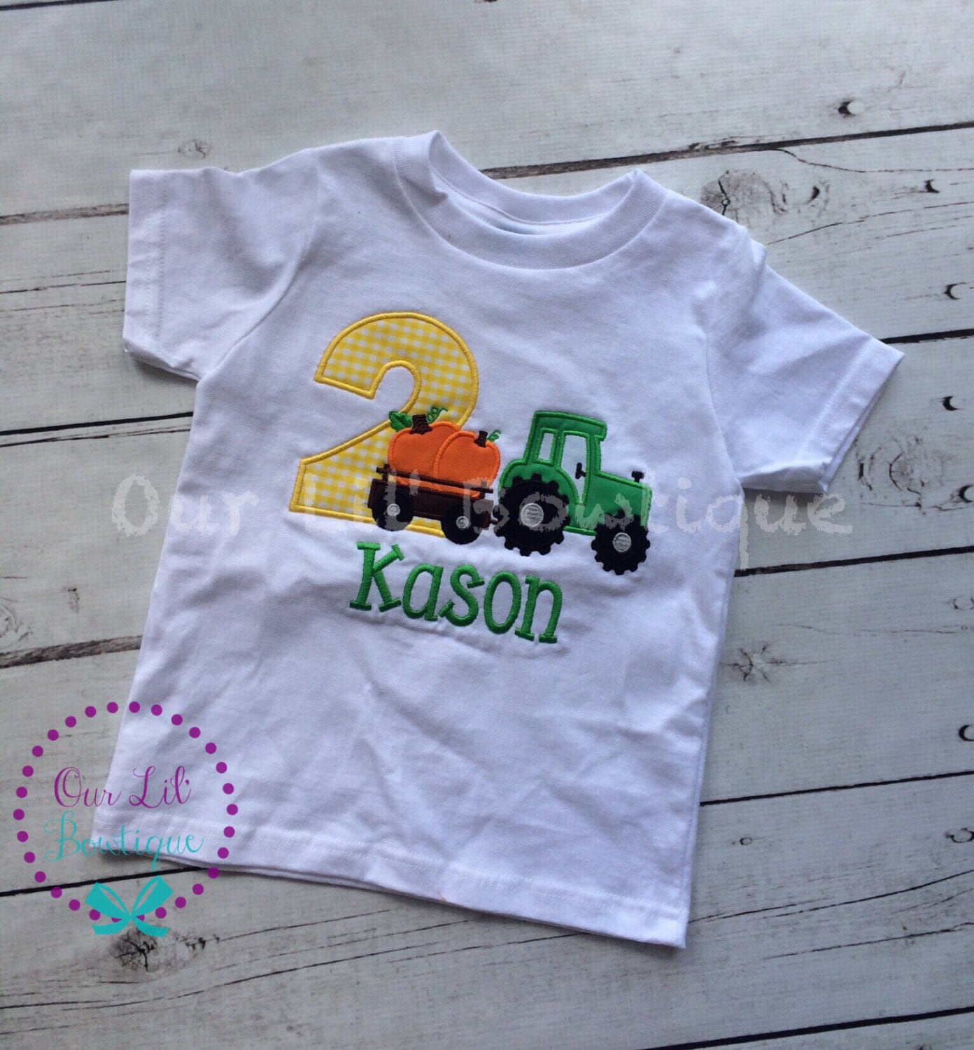 Embroidered Pumpkin Tractor Birthday Shirt - Boys Fall Outfit