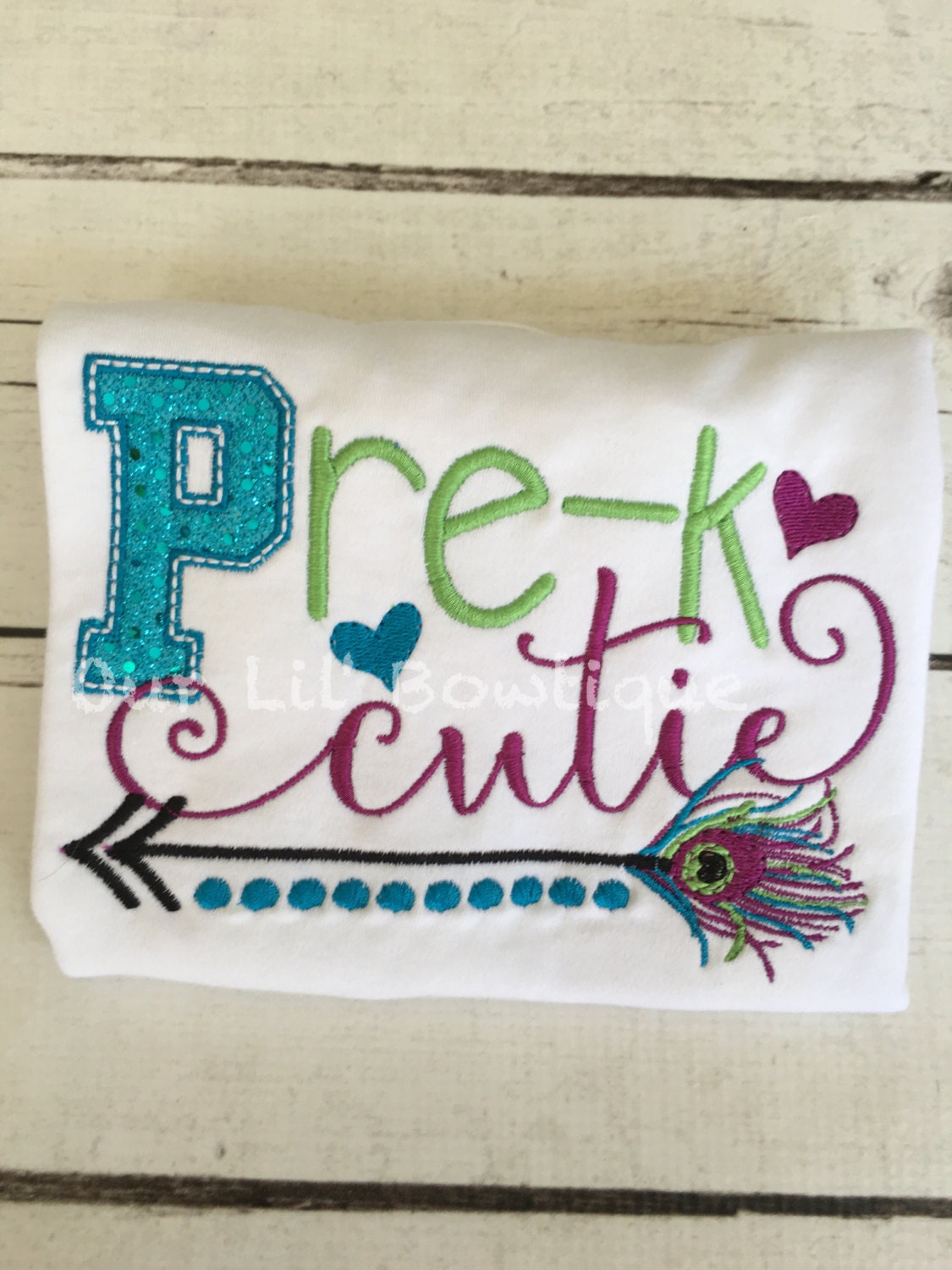 Pre-K Cutie - School Shirt - Preschool Shirt - VPK Shirt - School Supplies - Kindergarten Shirt - Girl Back to School - School Cutie-Peacock