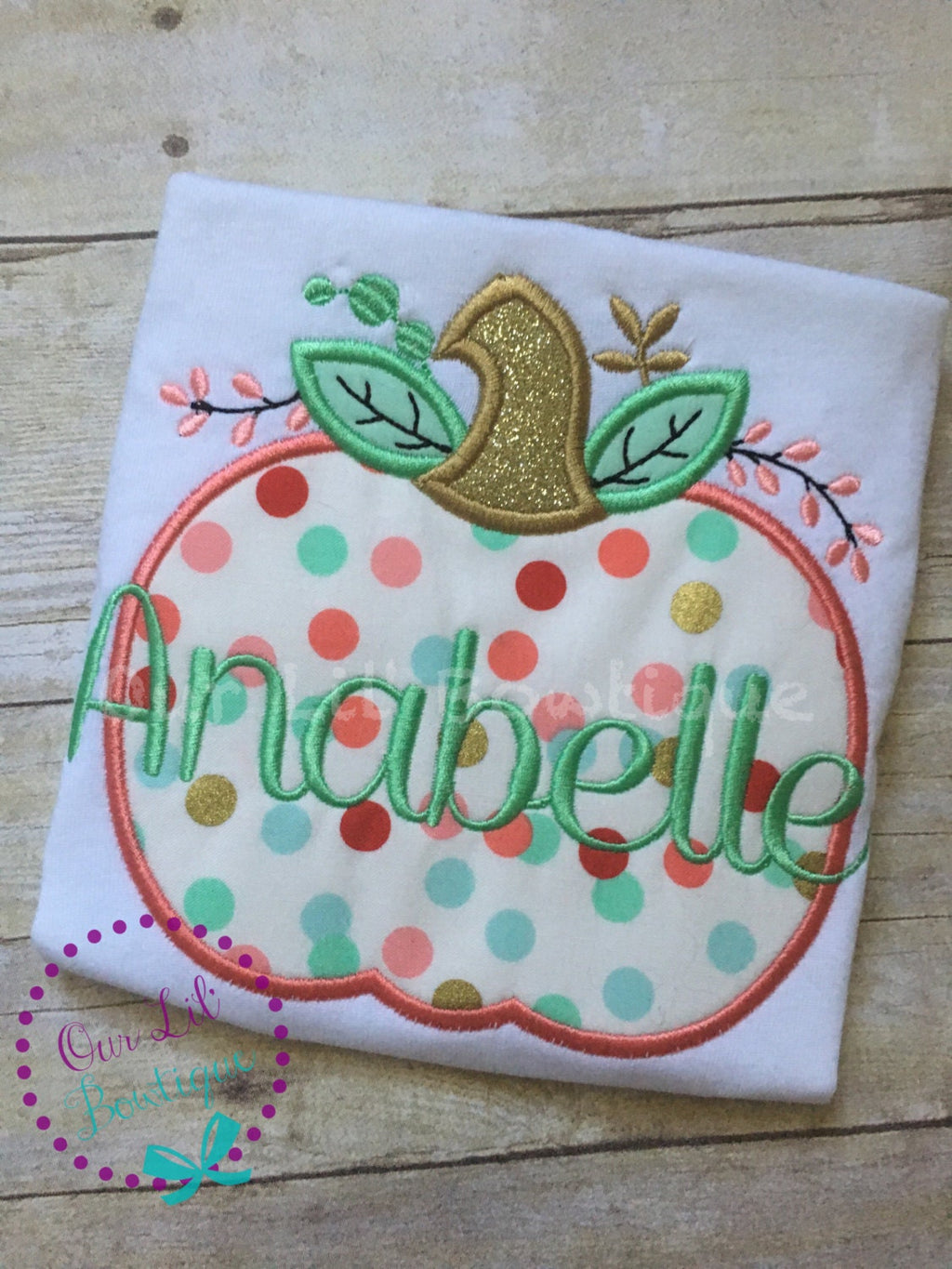 Girls Pumpkin Appliqué Shirt: Ruffle Sleeve Fall Birthday Outfit