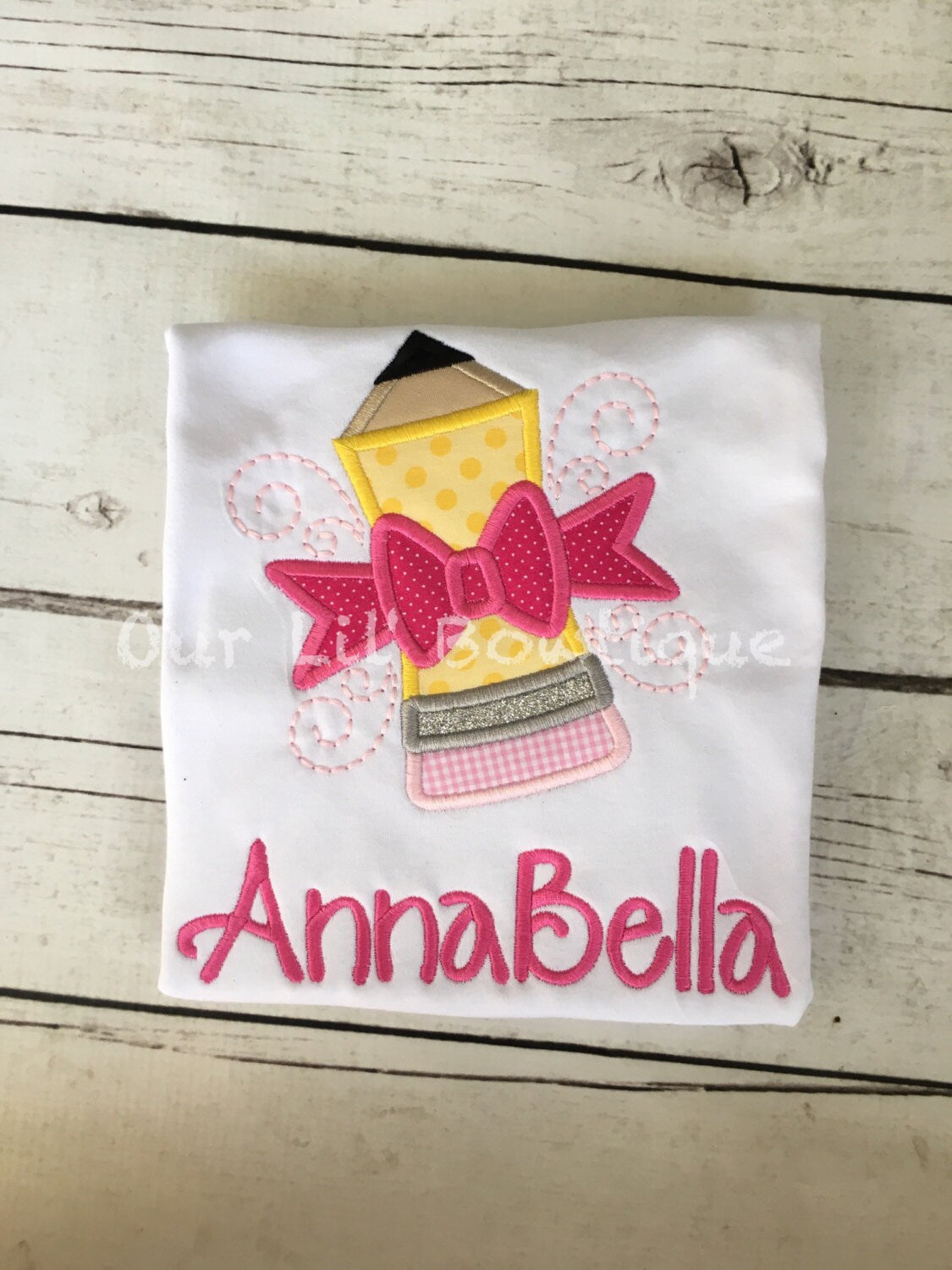 Embroidered Pencil Back to School Shirt - Pencil Shirt - Girls School Shirt