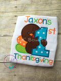 Personalized My 1st Thanksgiving Shirt - Baby Toddler Turkey Applique