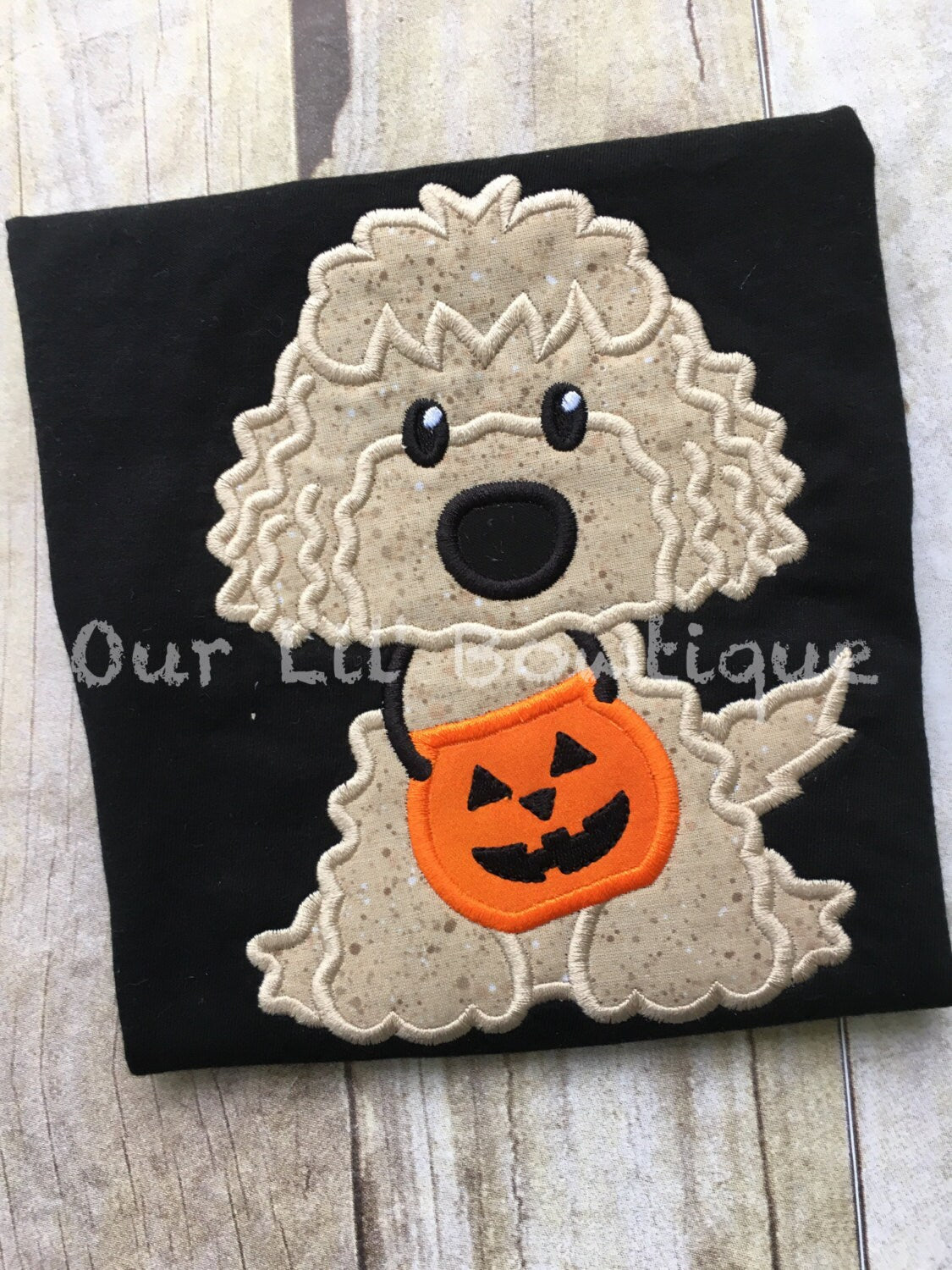 Pumpkin Applique Dog Halloween Shirt - Personalized