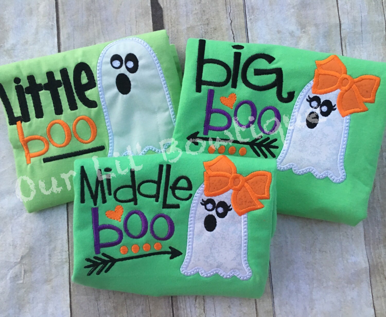Ghost Halloween Shirt: Sibling Appliqué Ruffle Sleeve
