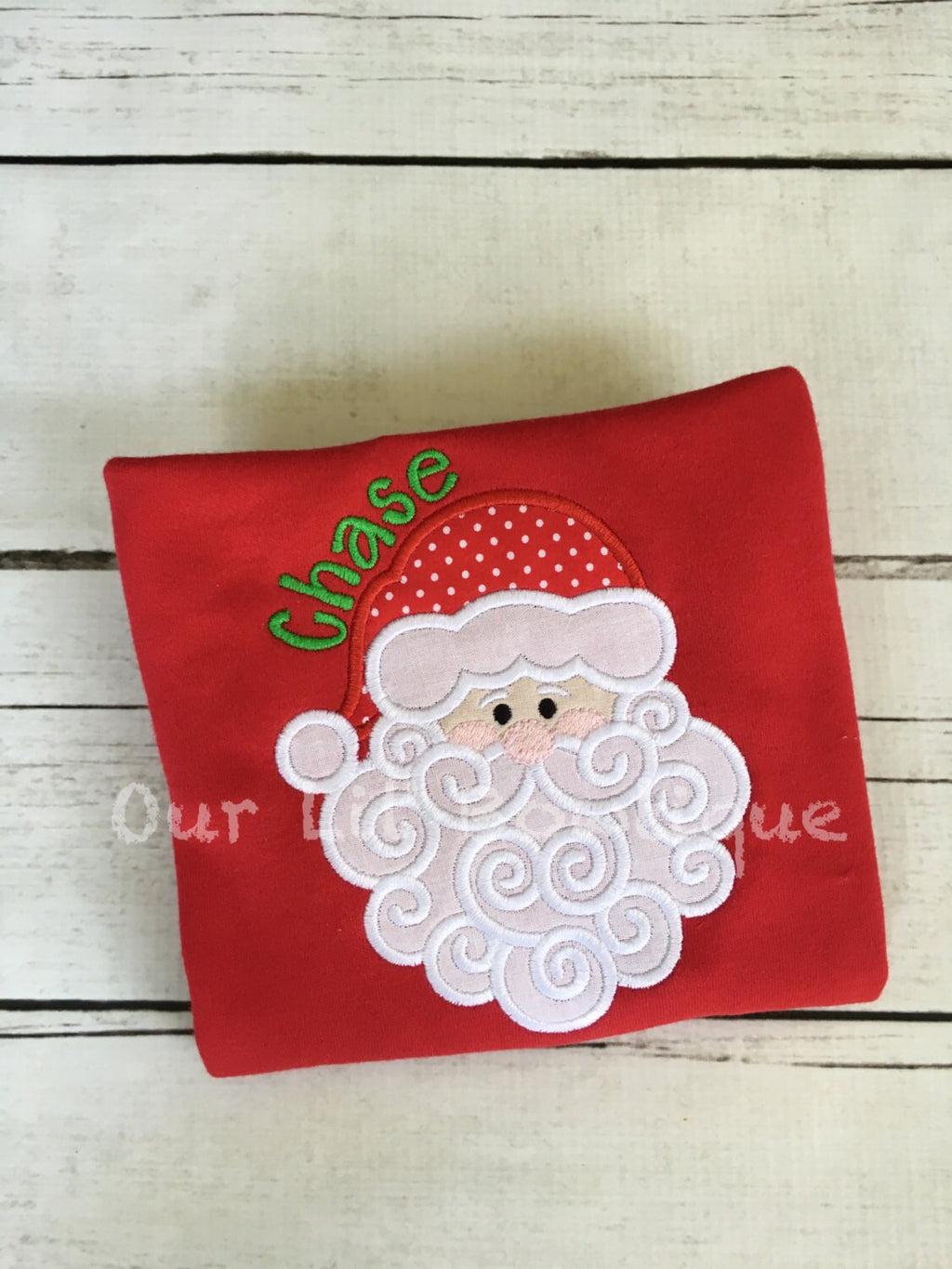 Personalized Santa Applique Christmas Shirt: Plaid Hat