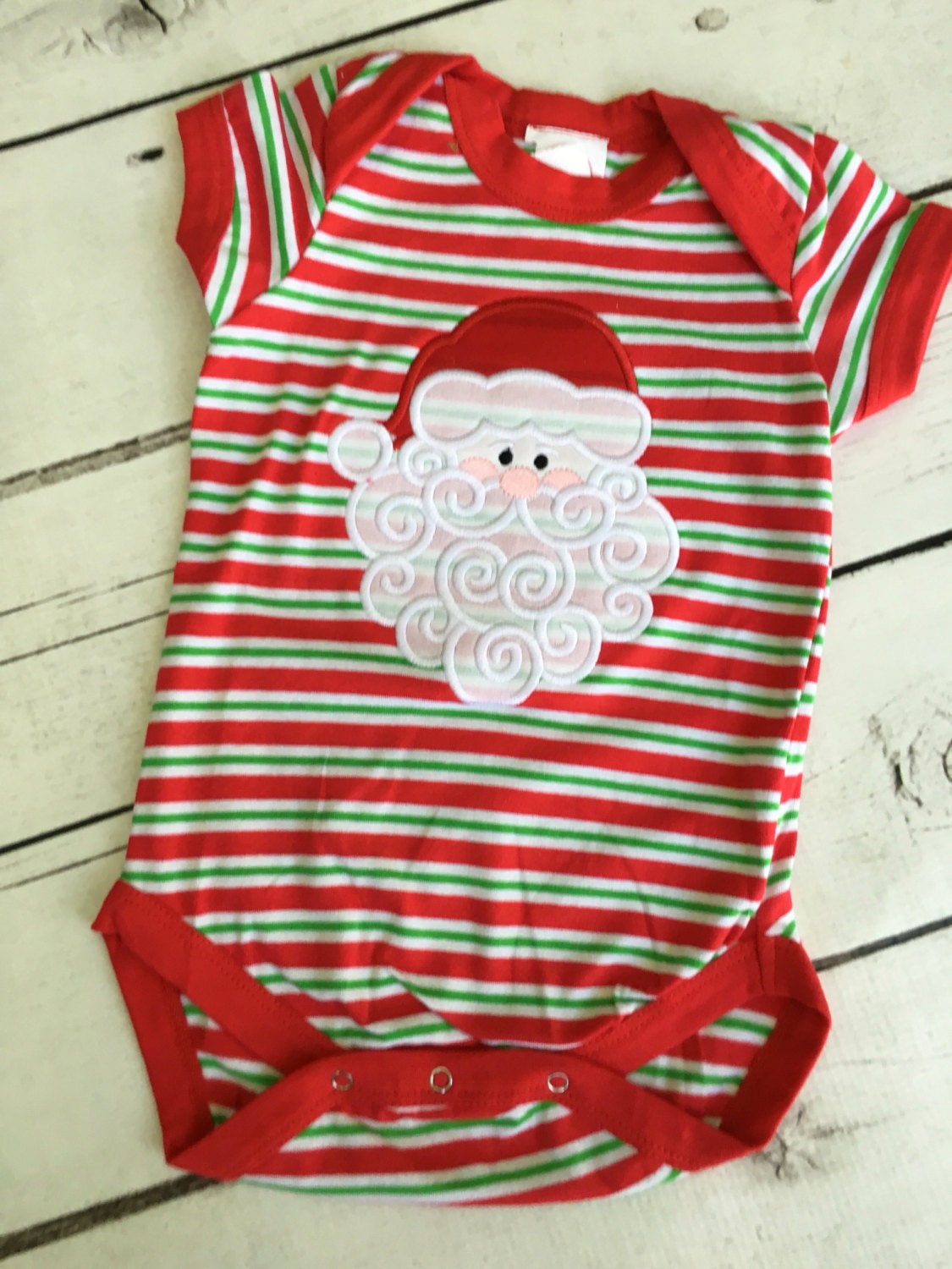 Personalized Santa Applique Christmas Shirt: Plaid Hat