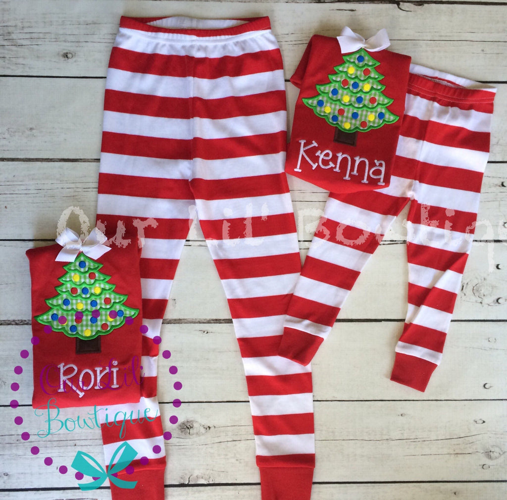 PRE-ORDER Personalized Christmas Tree Pajamas: Appliqué PJs
