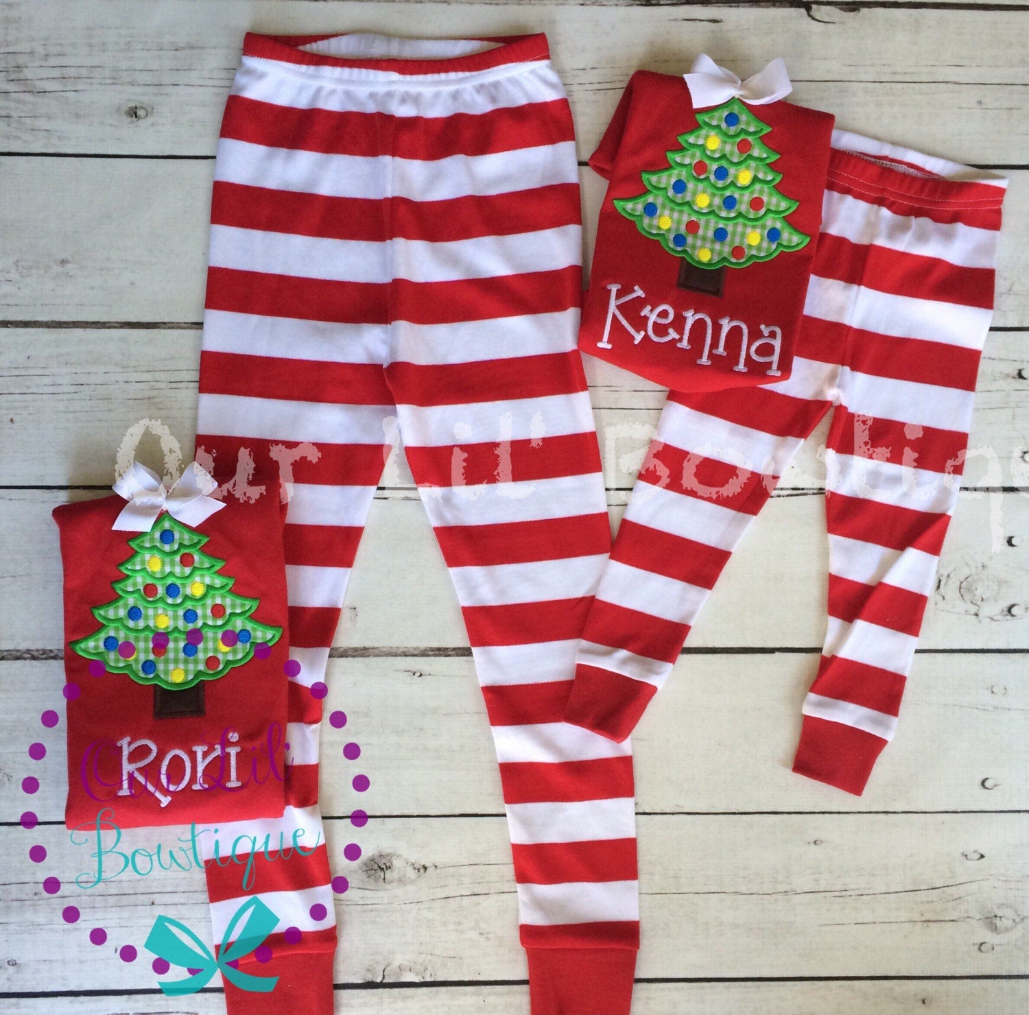 PRE-ORDER Personalized Christmas Tree Pajamas: Appliqué PJs