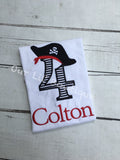 Personalized Pirate Birthday Shirt: Embroidered Number & Name