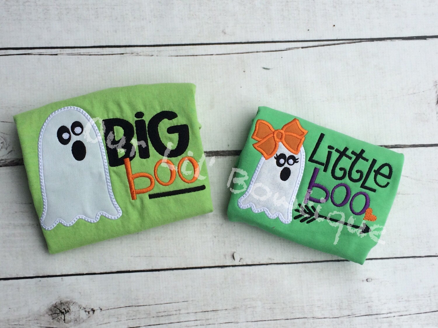 Ghost Halloween Shirt: Sibling Appliqué Ruffle Sleeve