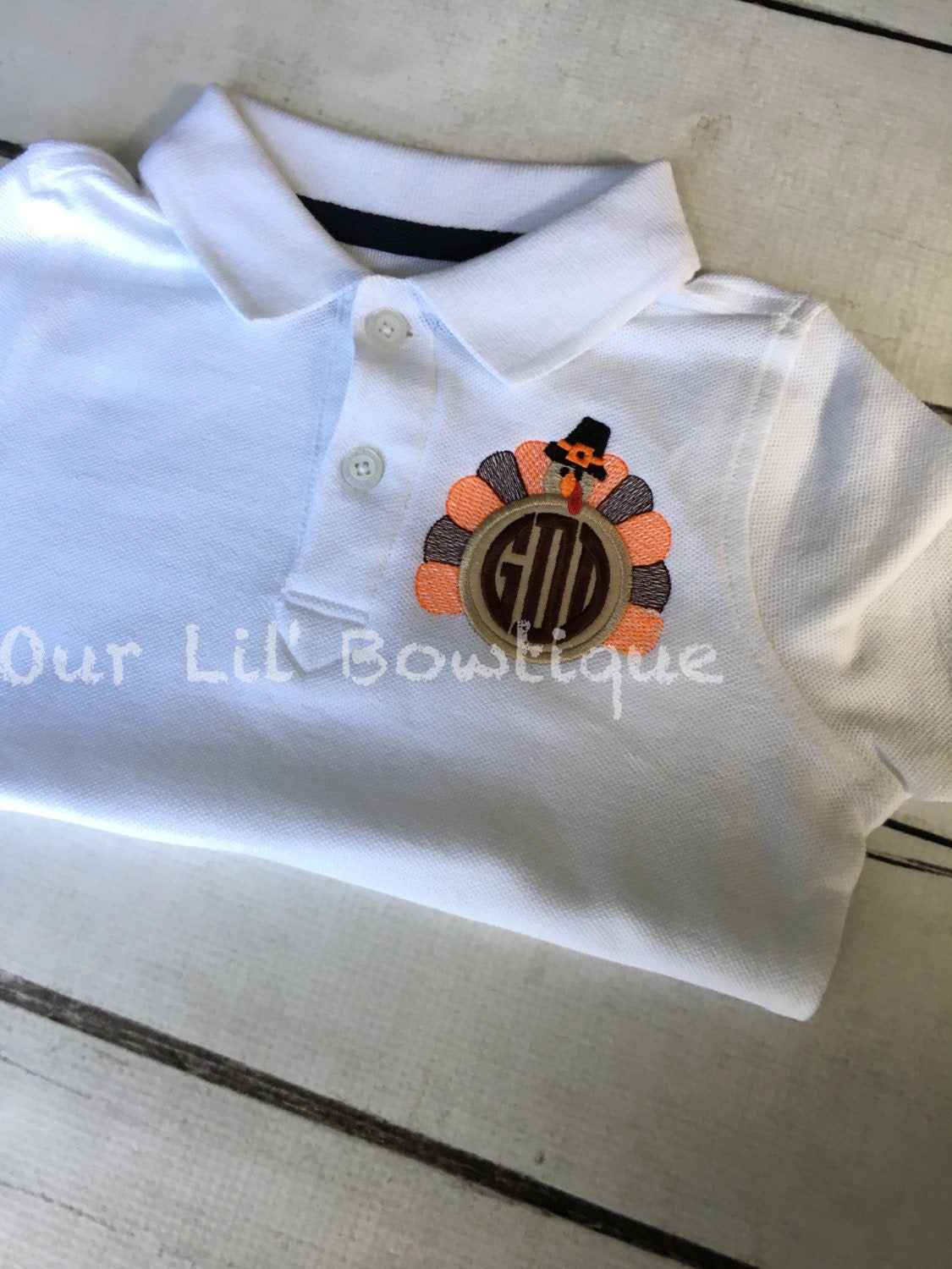 Turkey Polo - Thanksgiving Polo - Thanksgiving Turkey Polo - Turkey Monogram - Monogram - Boys Thanksgiving Shirt