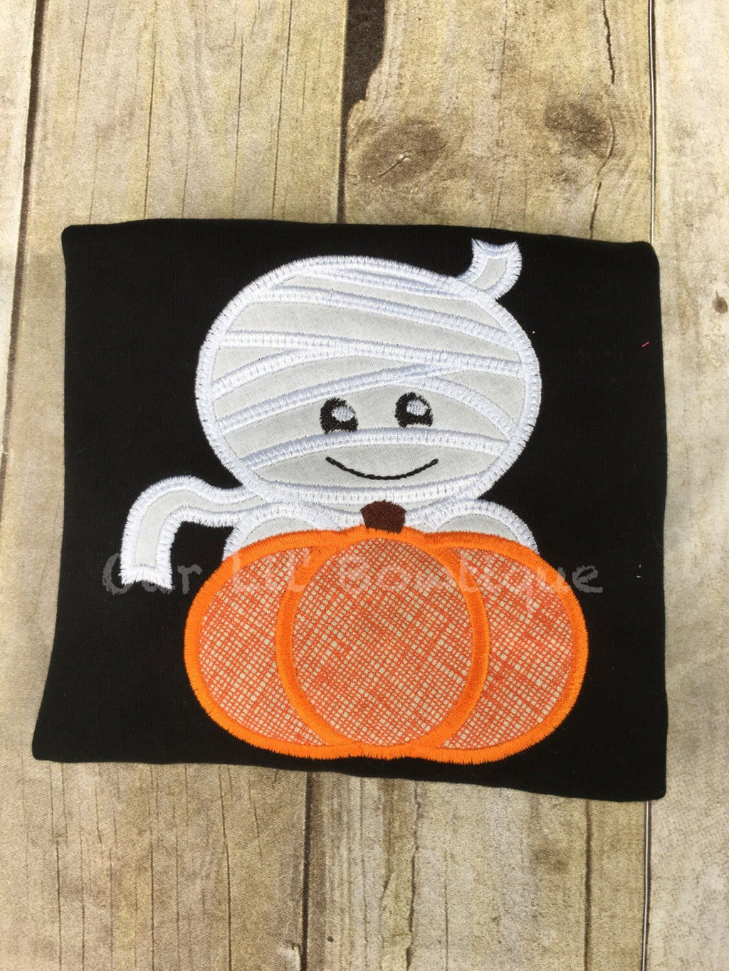 Mummy Halloween Shirt: Pumpkin Applique, Personalized