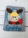 Christmas Moose Shirt - Boy's Moose Birthday Shirt - Girl's Moose Birthday Shirt - Baby - Personalized Shirt - Woodland- Winter Moose Shirt