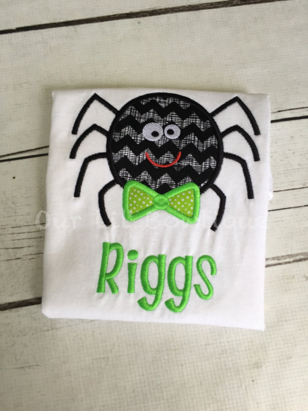 Spider Halloween Shirt: Boys Appliqué Bowtie Tee