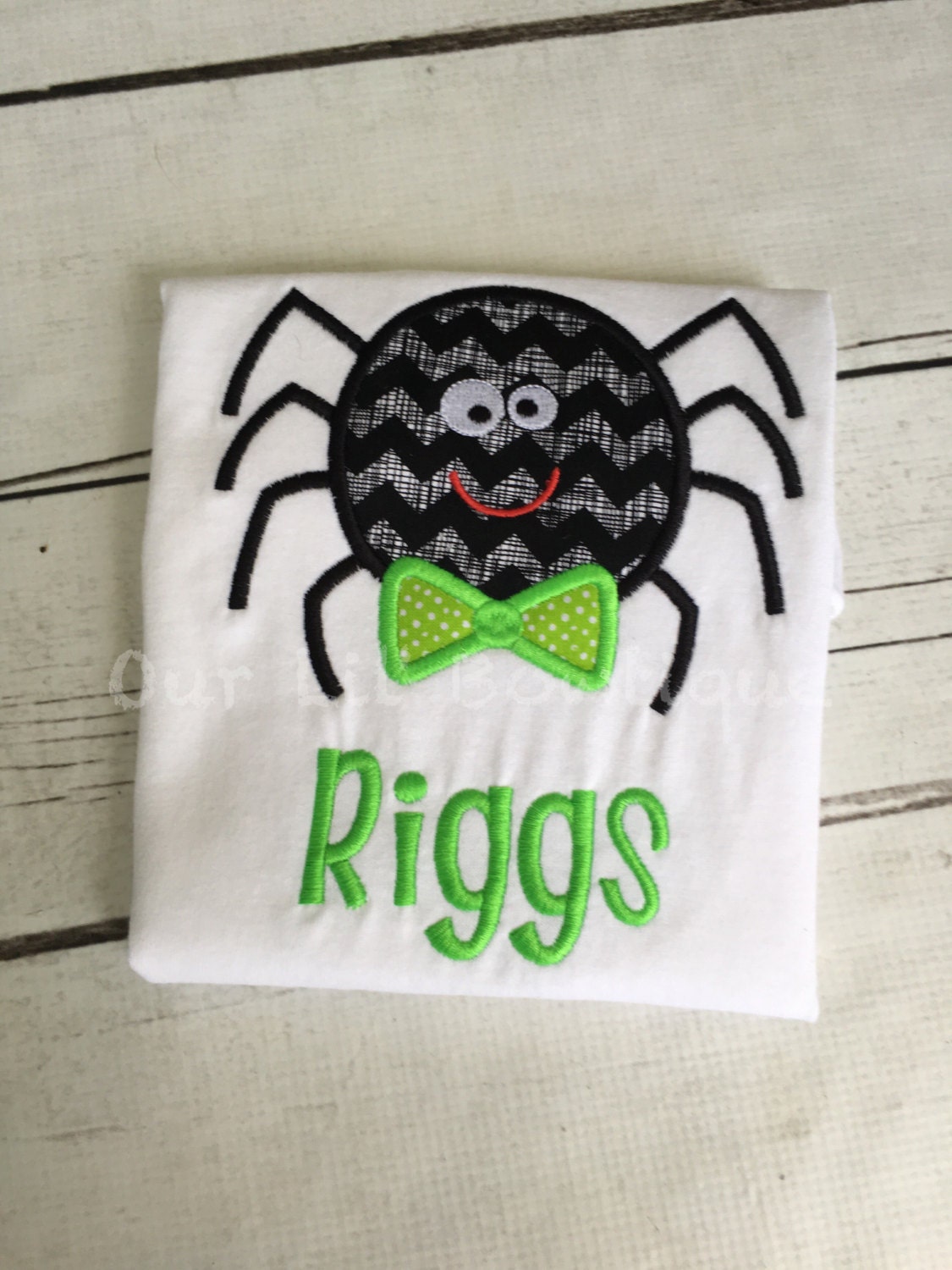 Spider Halloween Shirt: Boys Appliqué Bowtie Tee