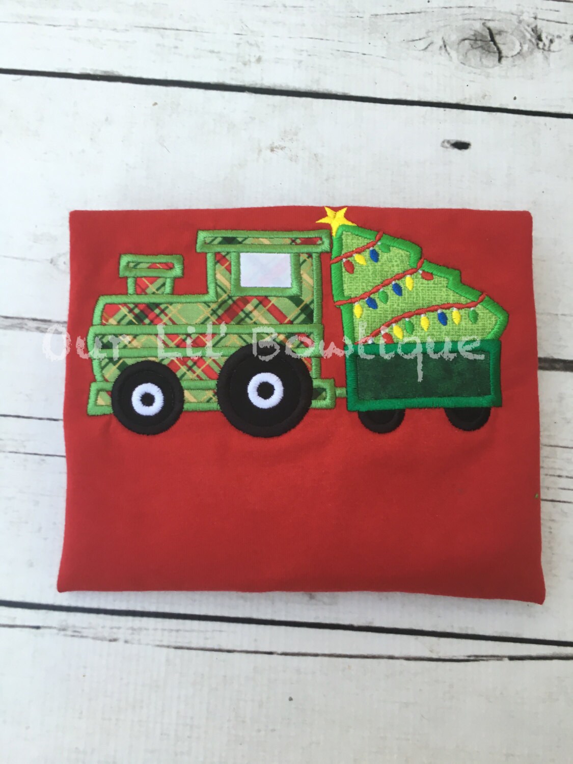 Personalized Christmas Train Applique Shirt - Boy's Holiday Tee
