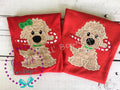 Candy Cane Dog Christmas Shirt: Appliqué Red Cotton Tee