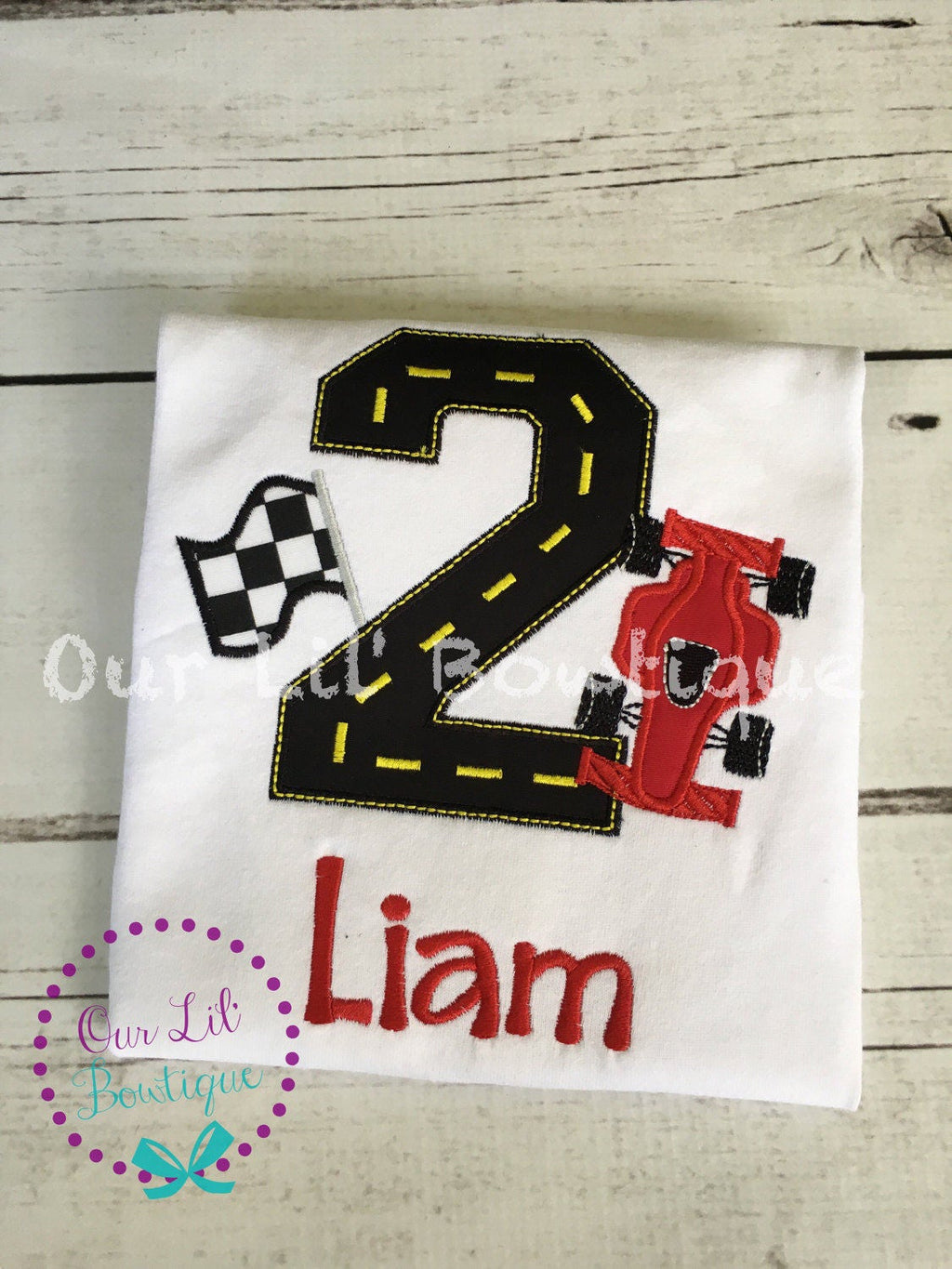 Personalized Race Car Birthday Shirt - Race Track Number Tee - Birthday Shirt