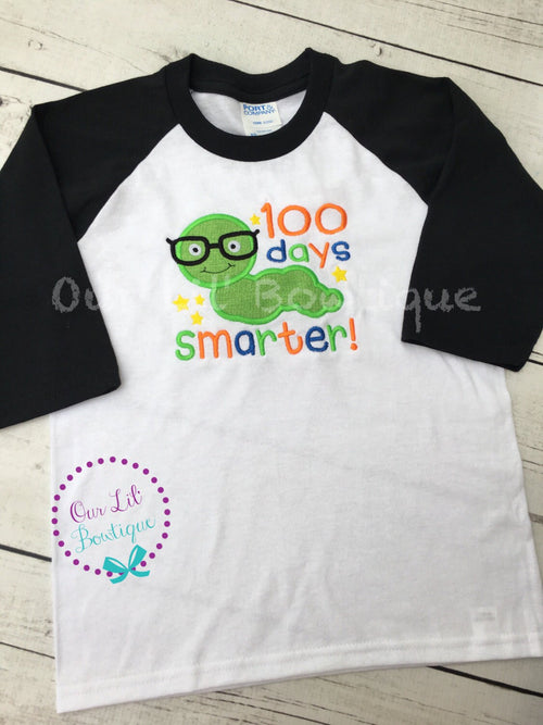 100 Days Smarter Raglan Shirt - Bookworm 100th Day of School