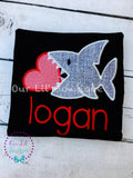 Personalized Valentine Shark Applique Shirt - Boy Valentine's Day