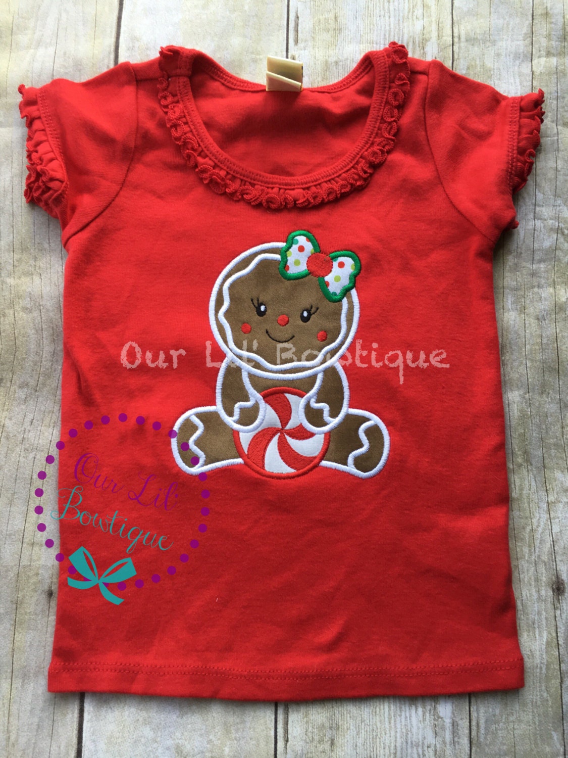 Gingerbread Christmas Shirt - Girls Christmas Dress - Gingerbread Shirt - Christmas Applique Dress - Christmas Applique Shirt - Gingerbread
