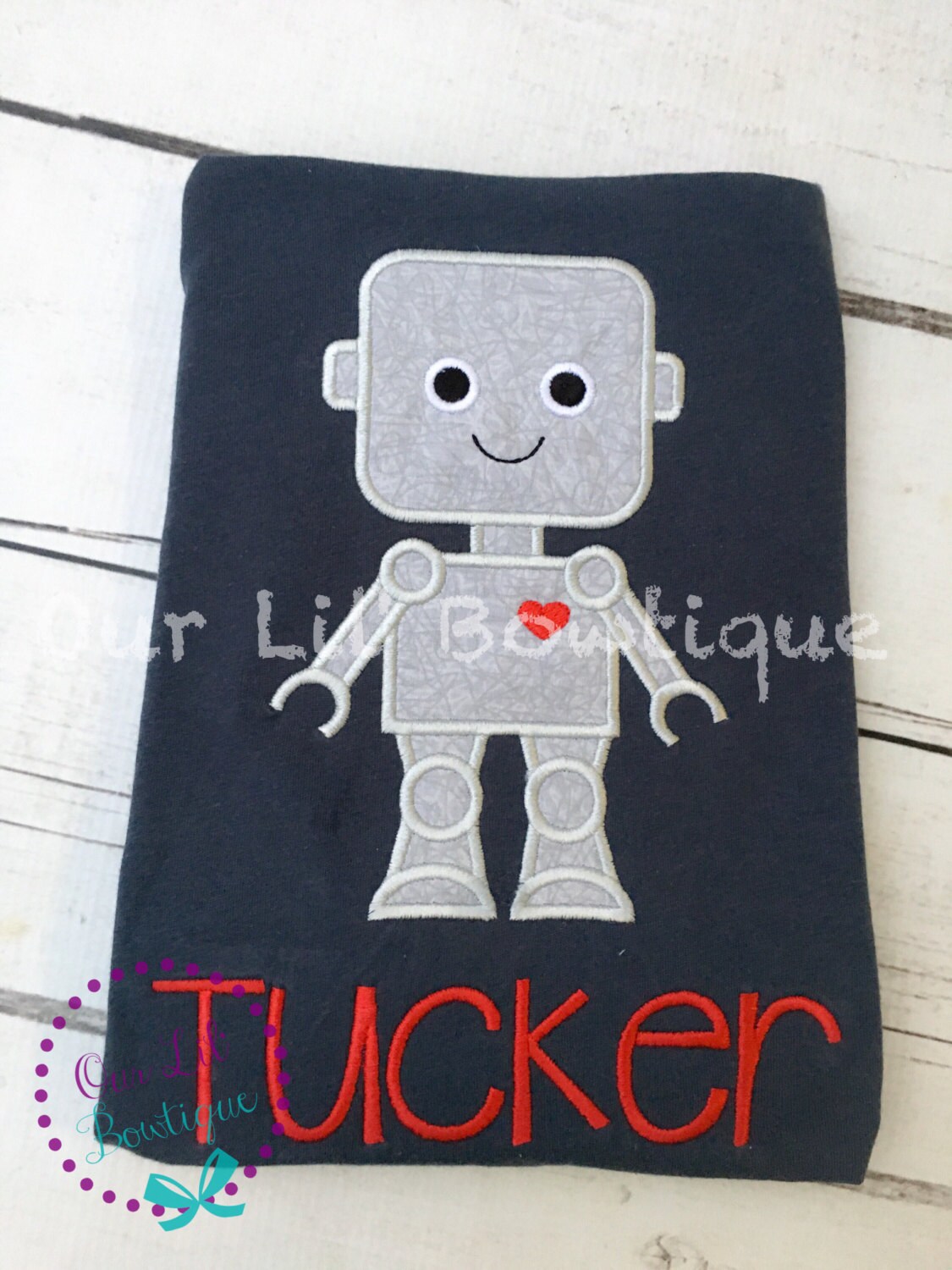 Valentine's Robot Shirt - Personalized Valentine Shirt - Boys Valentine Shirt - Valentine Robot Applique - Personalized - Robot