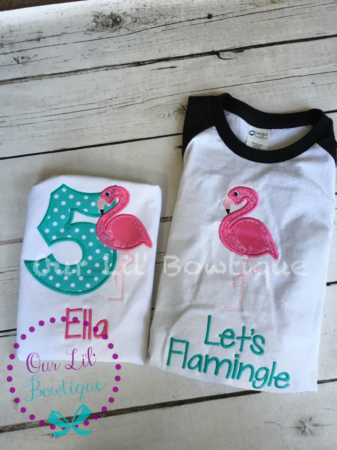 Flamingo 1st Birthday Shirt - Personalized Applique Bodysuit