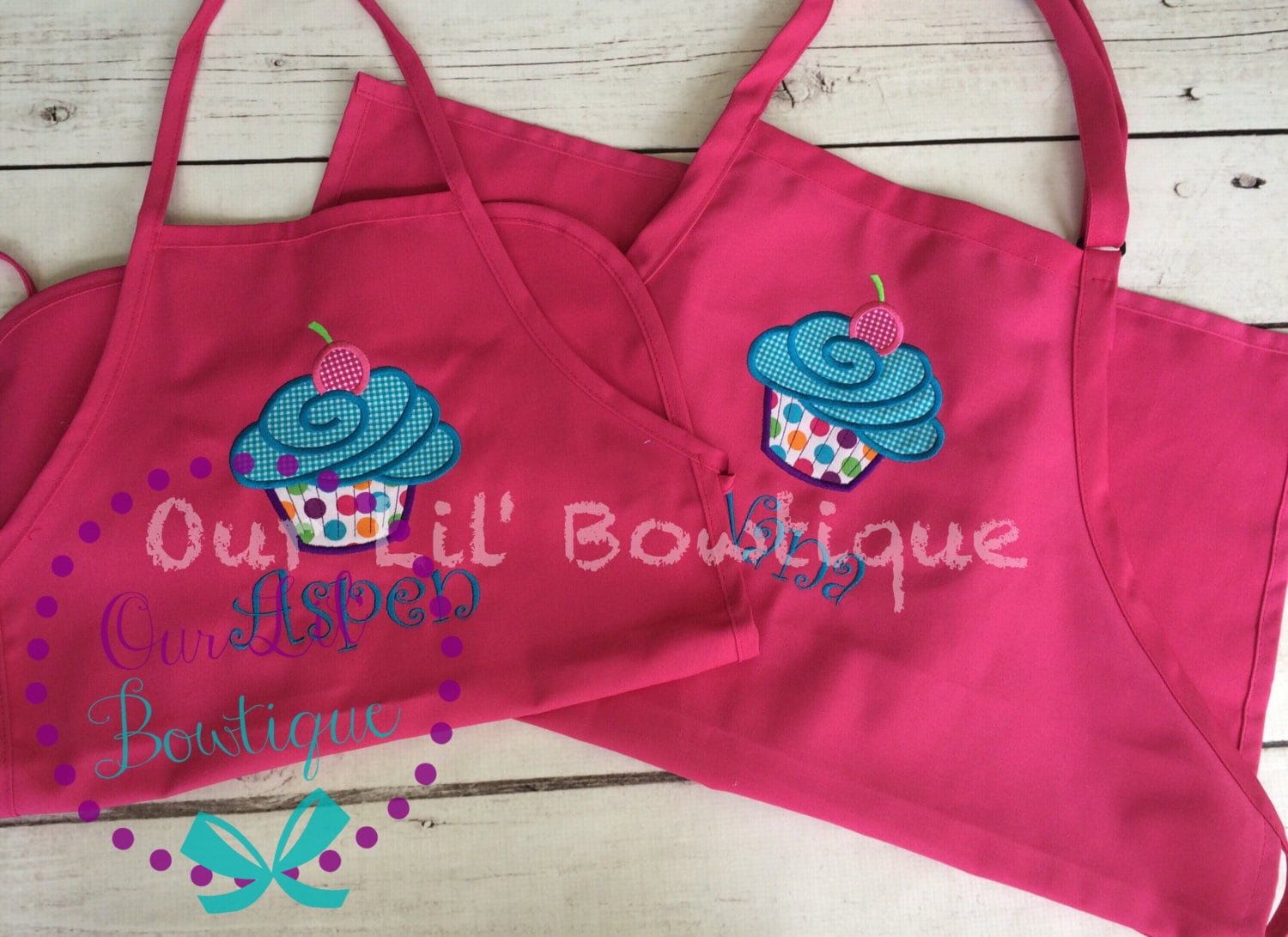 Mommy & Me Personalized Cupcake Apron Set - Cupcake Apron - Kids Apron - Gift - Little Chef