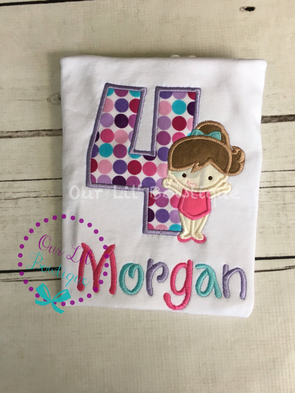 Gymnastics Birthday Shirt: Appliqued Personalized Outfit