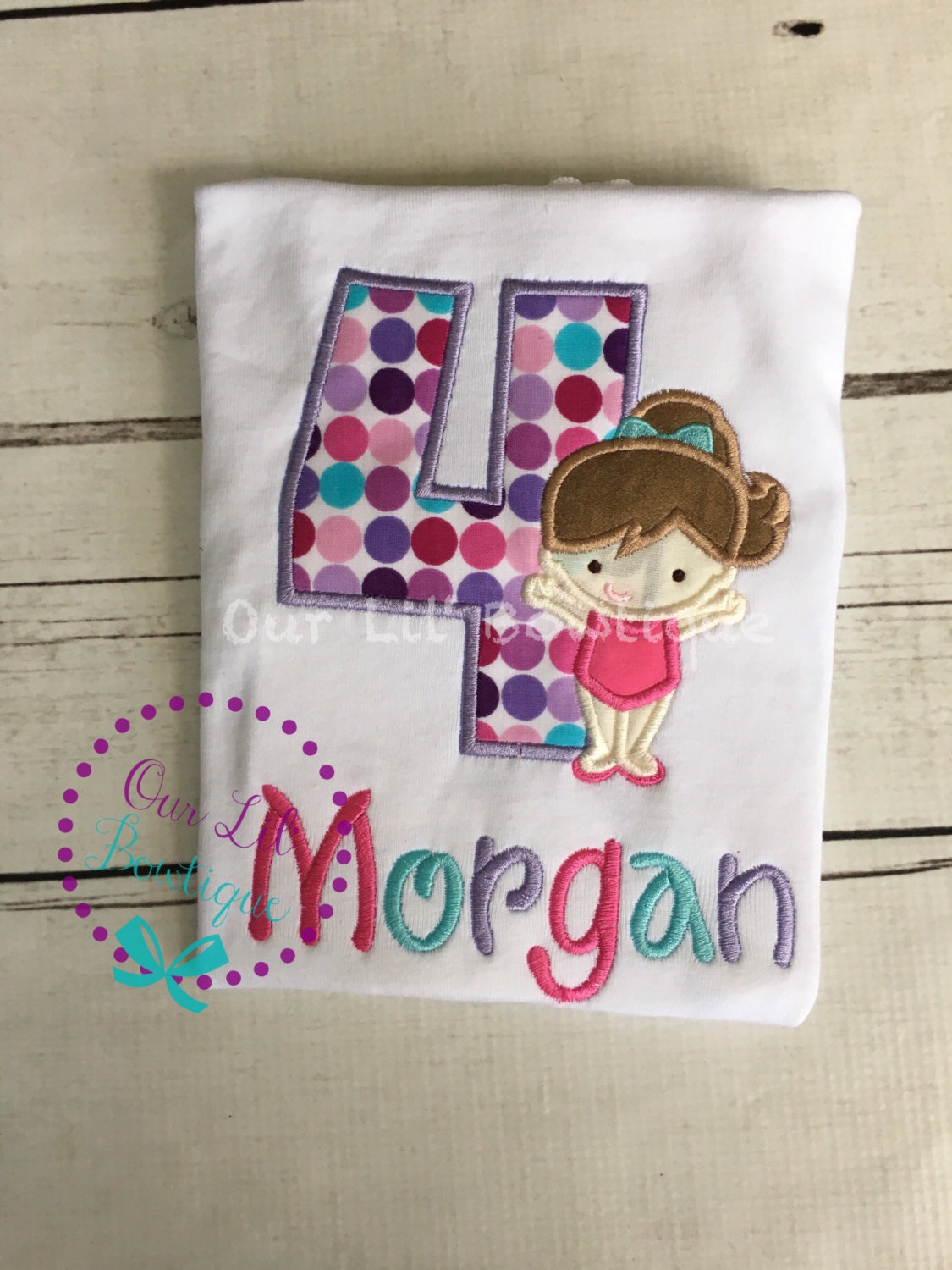 Gymnastics Birthday Shirt: Appliqued Personalized Outfit