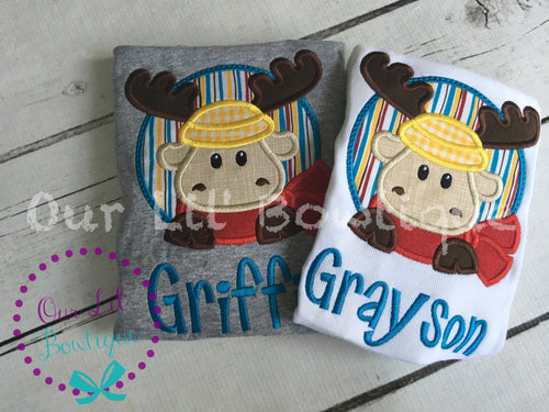 Christmas Moose Shirt - Boy's Moose Birthday Shirt - Girl's Moose Birthday Shirt - Baby - Personalized Shirt - Woodland- Winter Moose Shirt