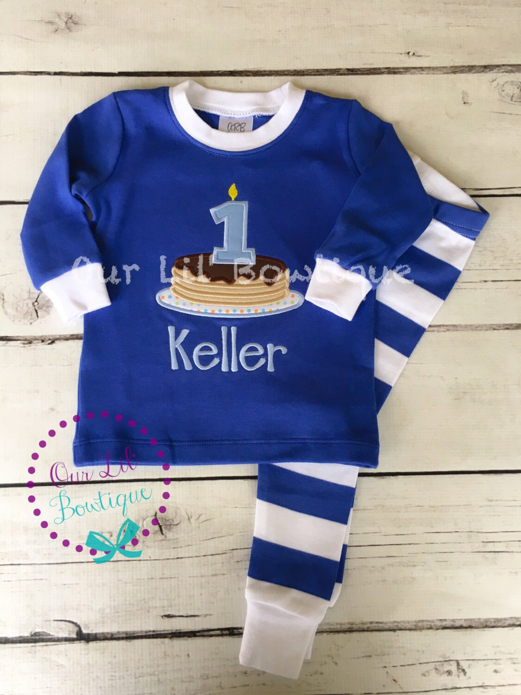 Personalized Pancake Birthday Outfit- Appliqué Shirt & Pants