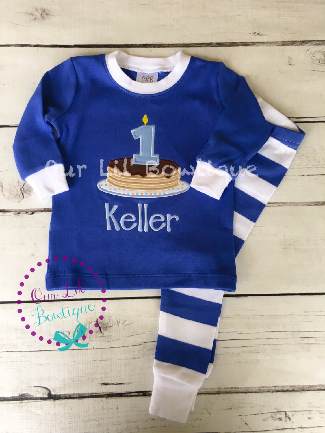 Personalized Pancake Birthday Outfit- Appliqué Shirt & Pants