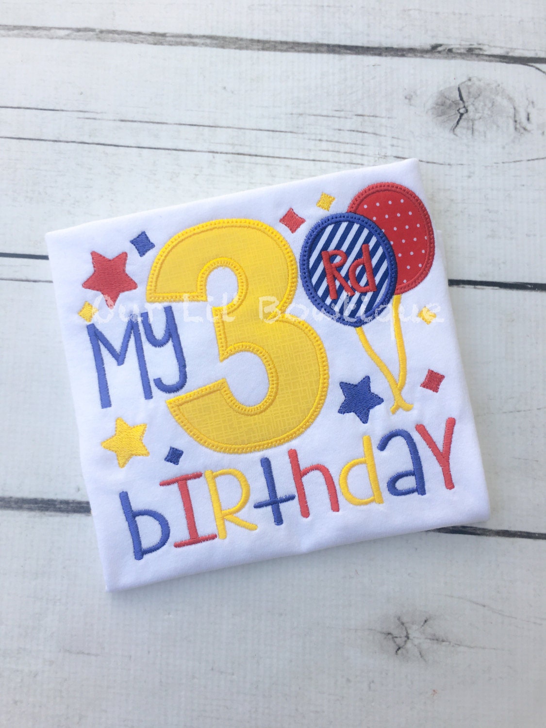 Personalized Boys Birthday Shirt: Embroidered Balloons, Custom Age