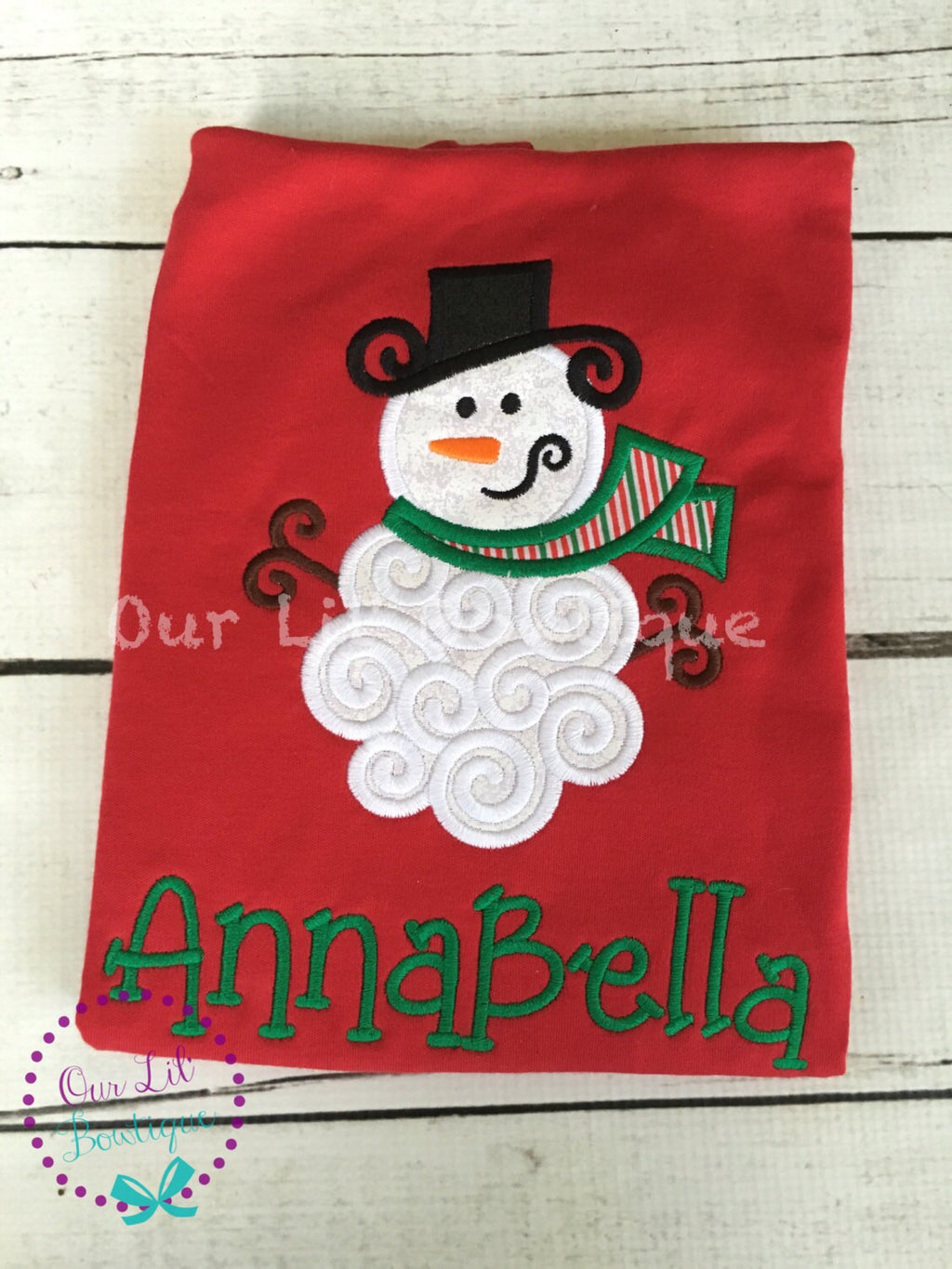Personalized Snowman Appliqué Christmas Shirt