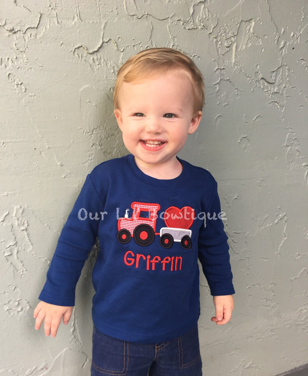 Valentine's Tractor Shirt: Personalized Heart Appliqué
