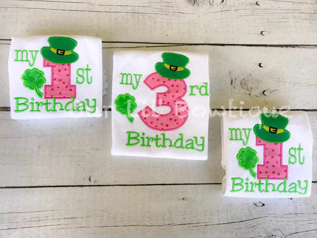 Shamrock 1st Birthday Shirt: St. Patrick's Day Applique Bodysuit