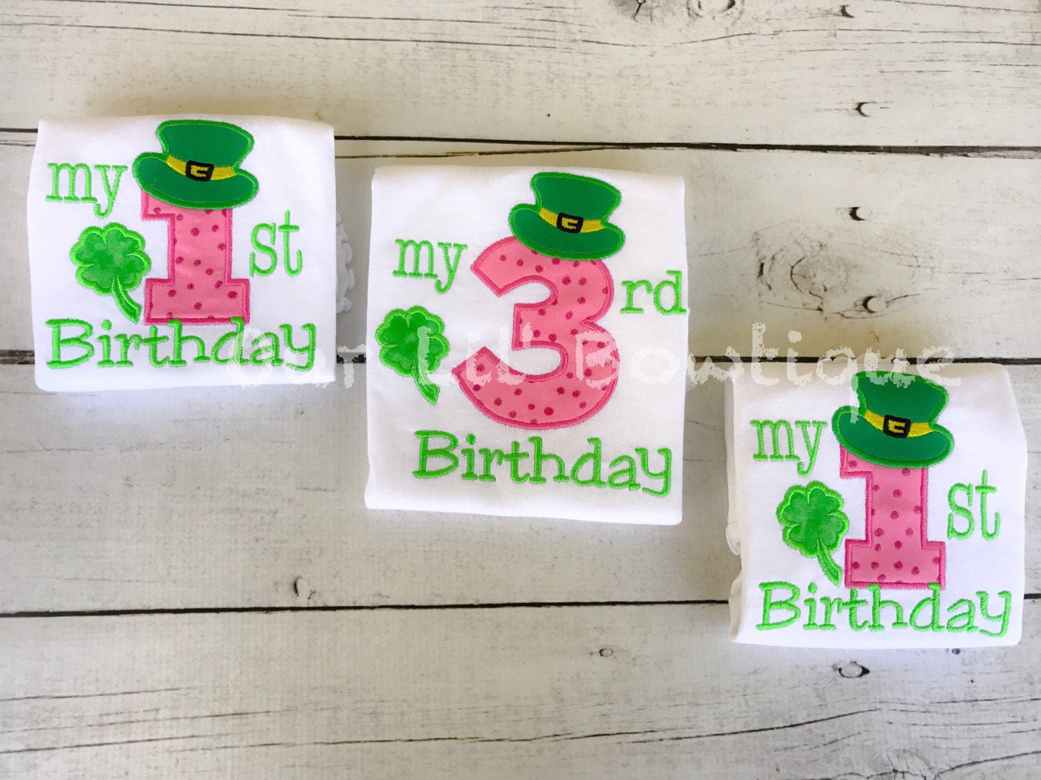 Shamrock 1st Birthday Shirt: St. Patrick's Day Applique Bodysuit