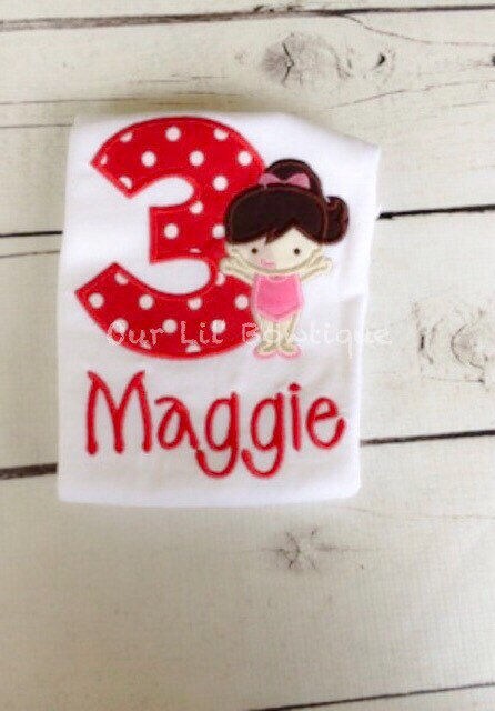 Gymnastics Birthday Shirt: Appliqued Personalized Outfit