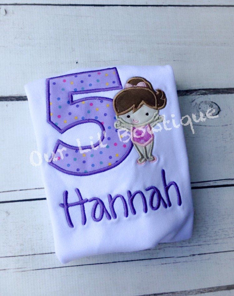 Gymnastics Birthday Shirt: Appliqued Personalized Outfit