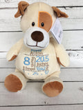 Personalized Stuffed Dog - Subway Art Birth Announcement Cubbie - Baby Gift - New Baby